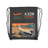 Thumbnail for Airbus A320 - Drawstring Bag - Classic - Gray