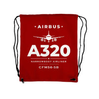 Thumbnail for Airbus A320 - Drawstring Bag - Heritage - Red