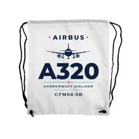 Thumbnail for Airbus A320 - Drawstring Bag - Heritage - White