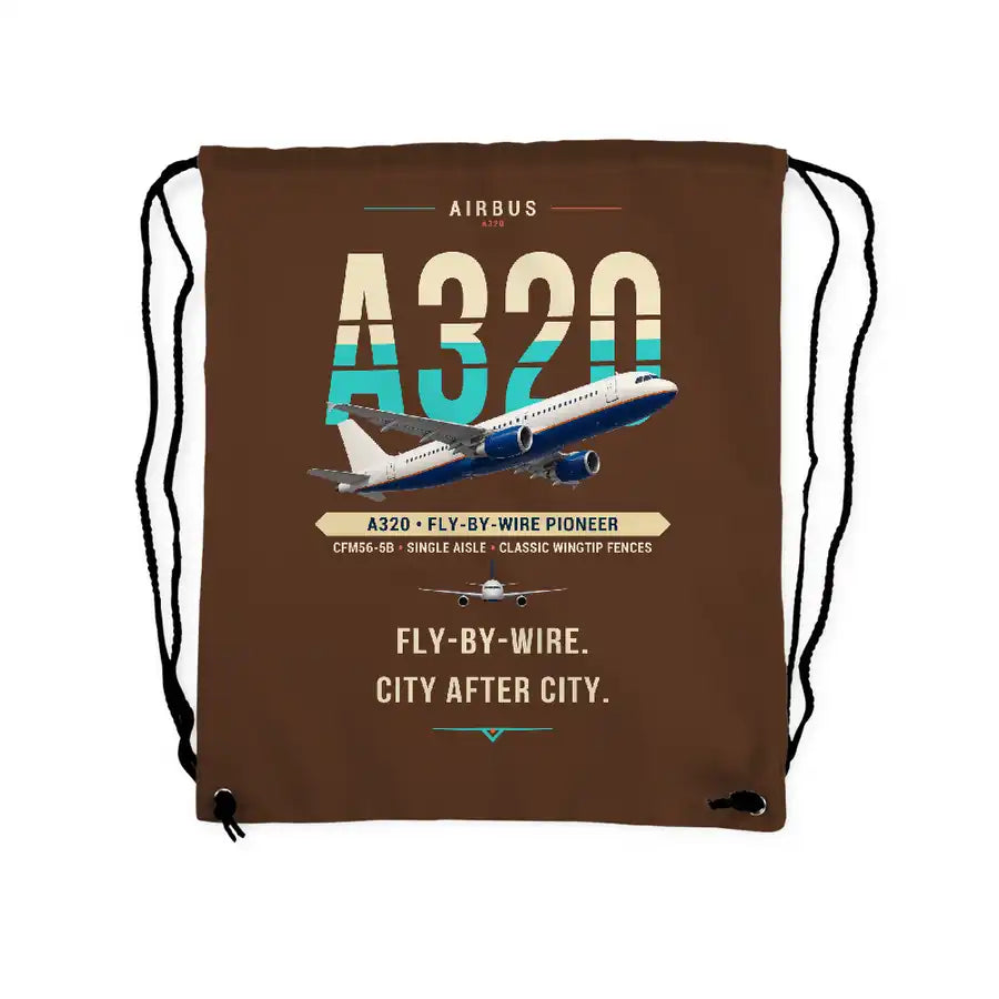 Airbus A320 - Drawstring Bag - Original - Brown