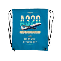 Thumbnail for Airbus A320 - Drawstring Bag - Original - Light Blue