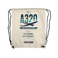 Thumbnail for Airbus A320 - Drawstring Bag - Original + Name - Beige