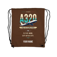 Thumbnail for Airbus A320 - Drawstring Bag - Original + Name - Brown