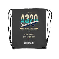 Thumbnail for Airbus A320 - Drawstring Bag - Original + Name - Gray