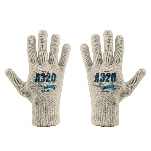 Airbus A320 - Gloves - Full - Cartoon + Name - Beige