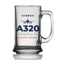Thumbnail for Airbus A320 - Heritage + Name - Beer Glass with Holder
