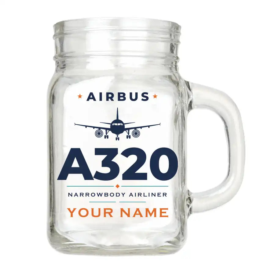Airbus A320 - Heritage + Name - Cocktail Glass (Mason Jar)