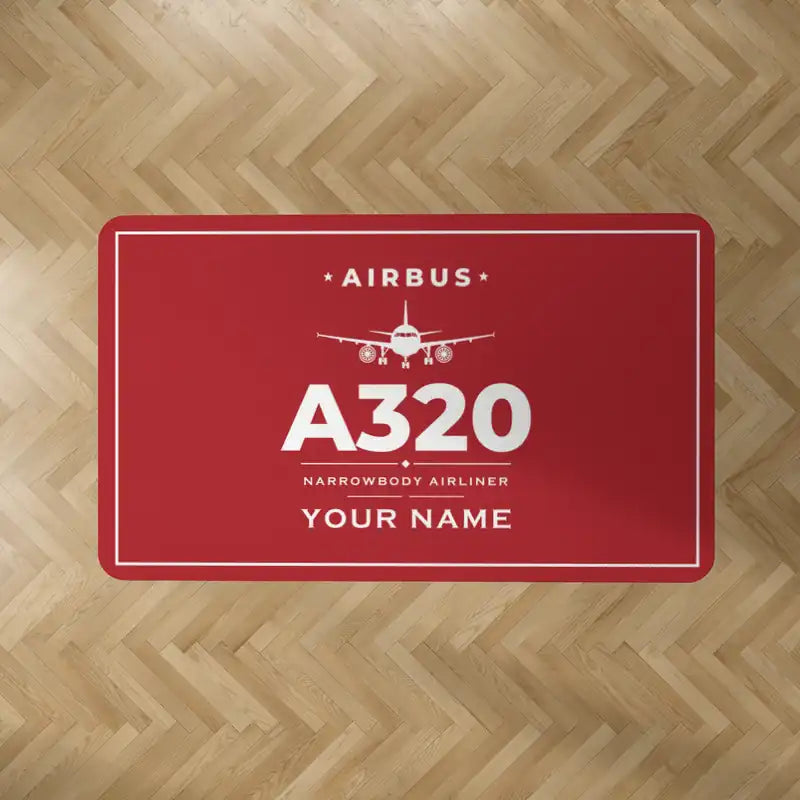 Airbus A320 - Heritage + Name - Rectangle Carpet - Red