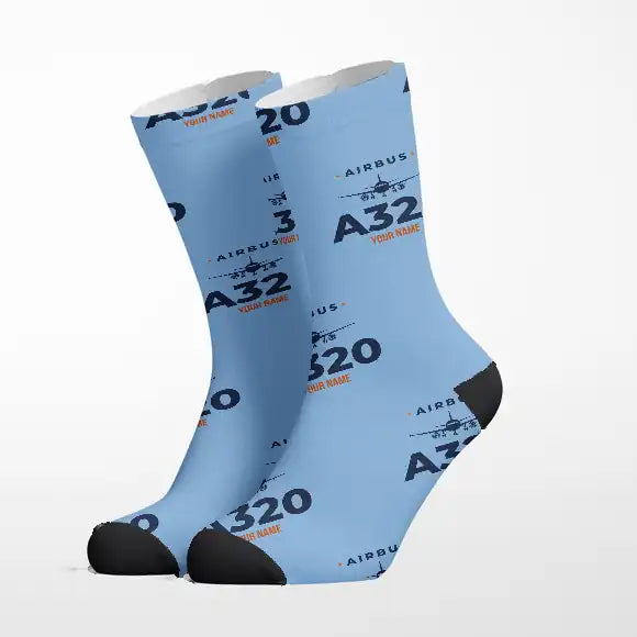 Airbus A320 - Heritage + Name - Socks - Sky Blue