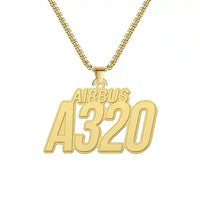 Thumbnail for Airbus A320 - Hollow Necklace - Tag - Gold