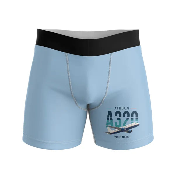 Airbus A320 - Men Boxers - Original + Name - Light Blue