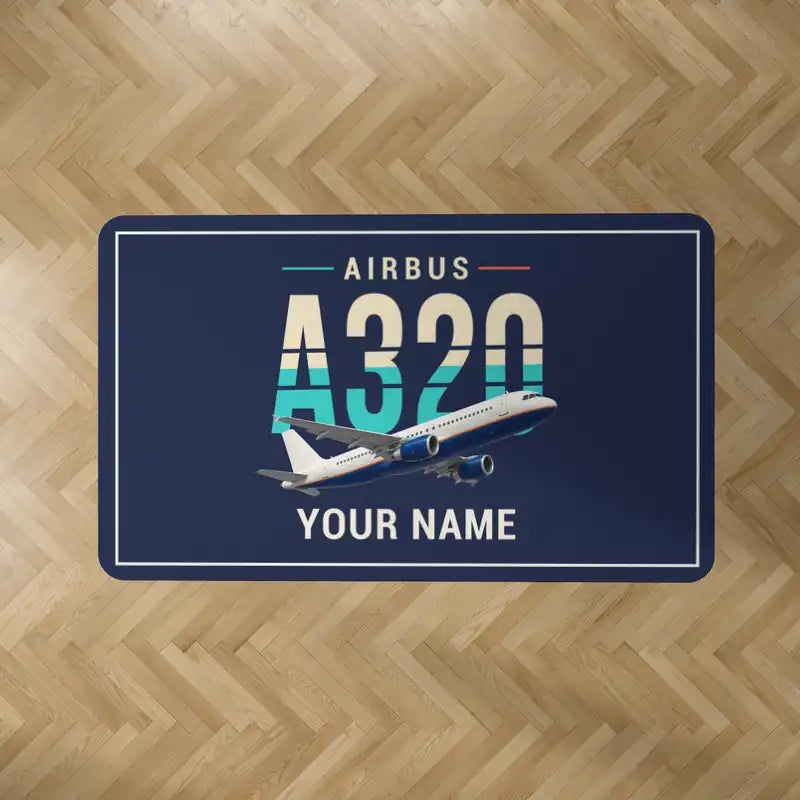 Airbus A320 - Original + Name - Rectangle Carpet - Dark Blue