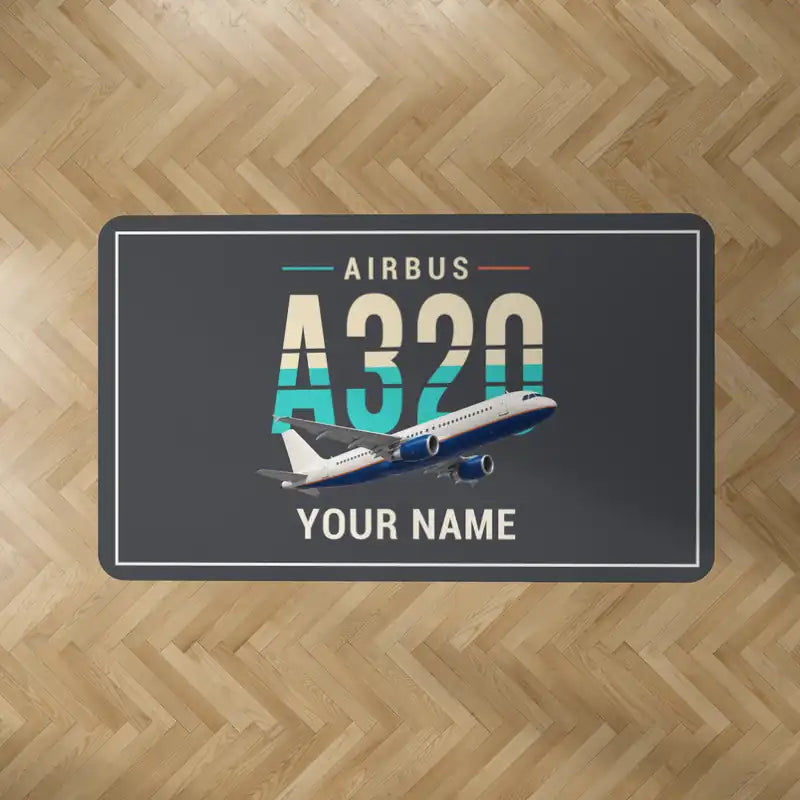 Airbus A320 - Original + Name - Rectangle Carpet - Dark Gray