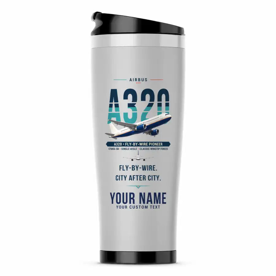 Airbus A320 - Original + Name - Stainless Steel (No Holder) - Light Gray