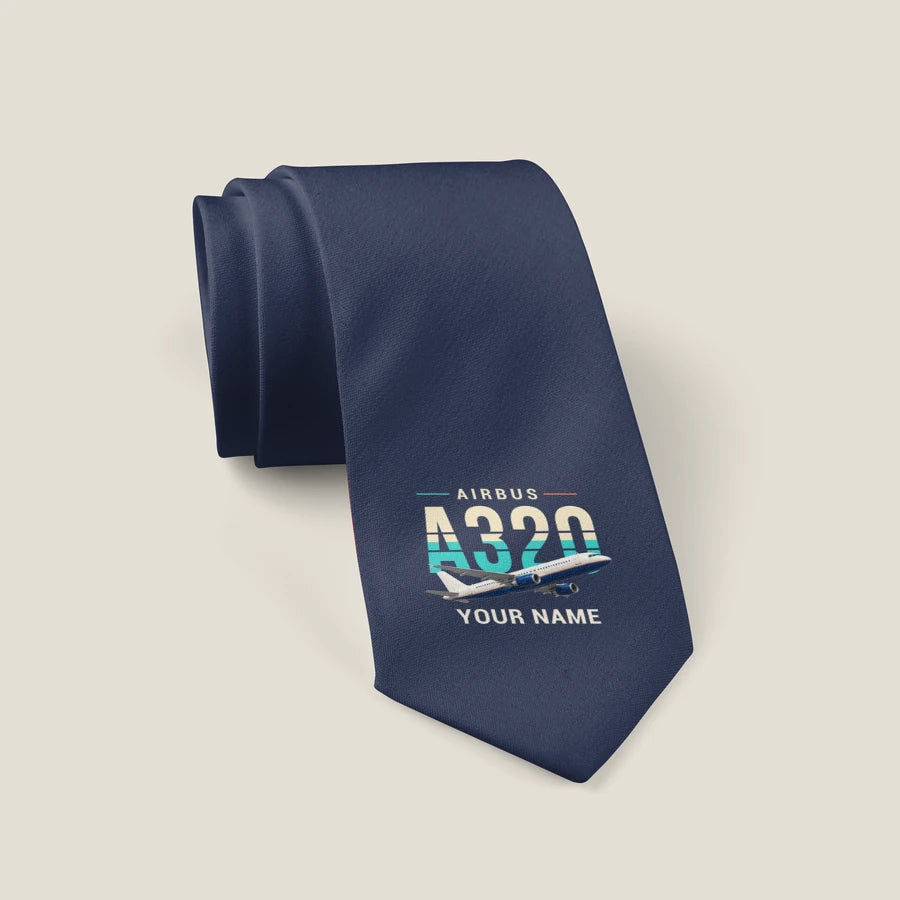 Airbus A320 - Original + Name - Tie - Navy Blue