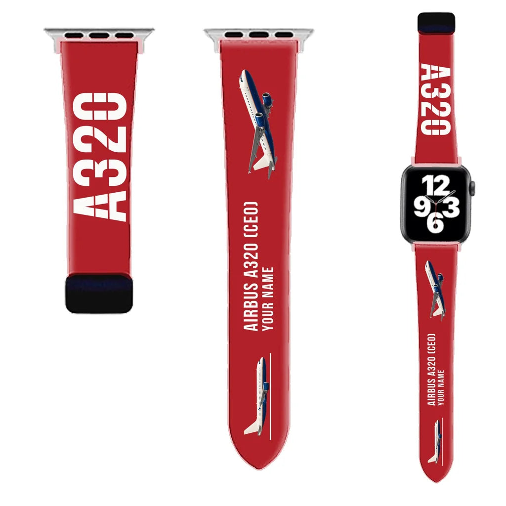 Airbus A320 Apple Watch Bands - Red (Magnetic Band) - Original + Name