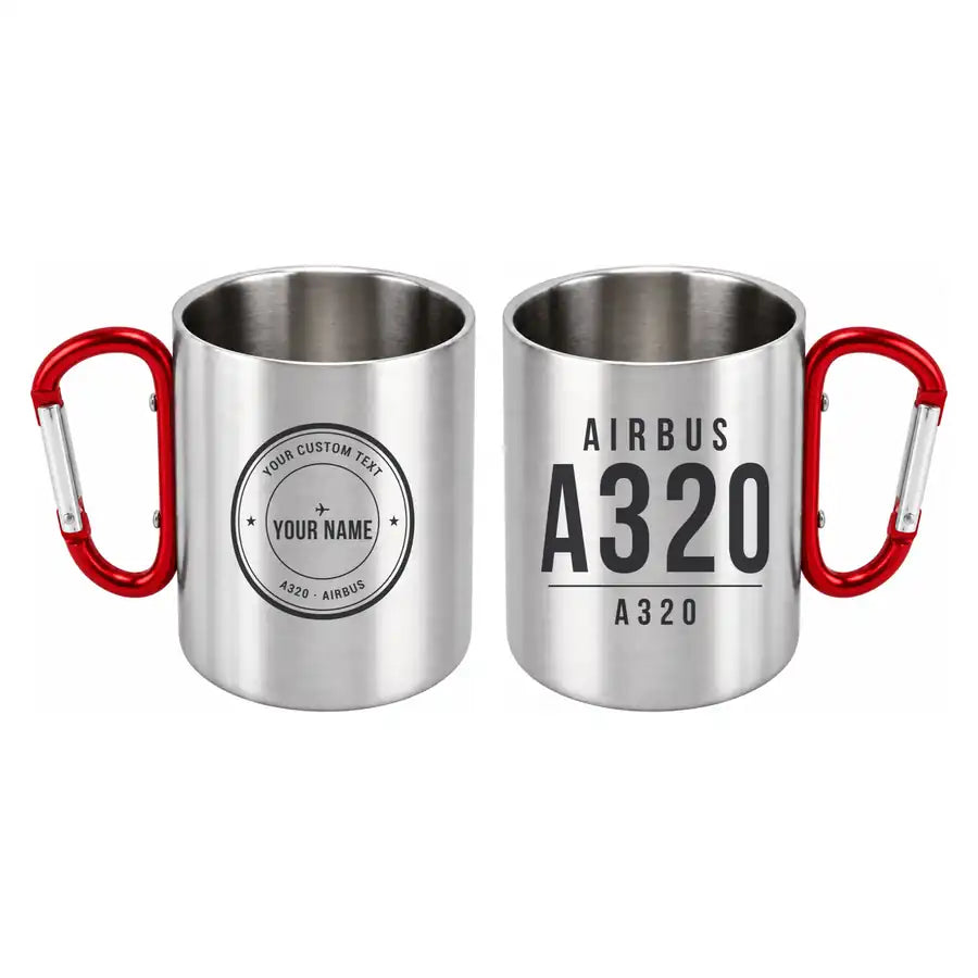 Airbus A320 - Outdoors Mug - Tag + Name - Red