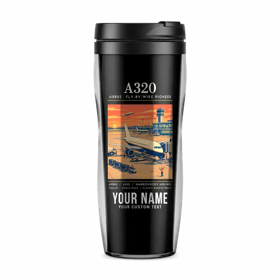 Airbus A320 - Poster + Name - Plastic (No Holder) - Black