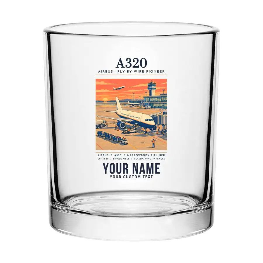 Airbus A320 - Poster + Name - Special Whiskey Glass
