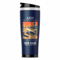 Thumbnail for Airbus A320 - Poster + Name - Stainless Steel (No Holder) - Dark Blue