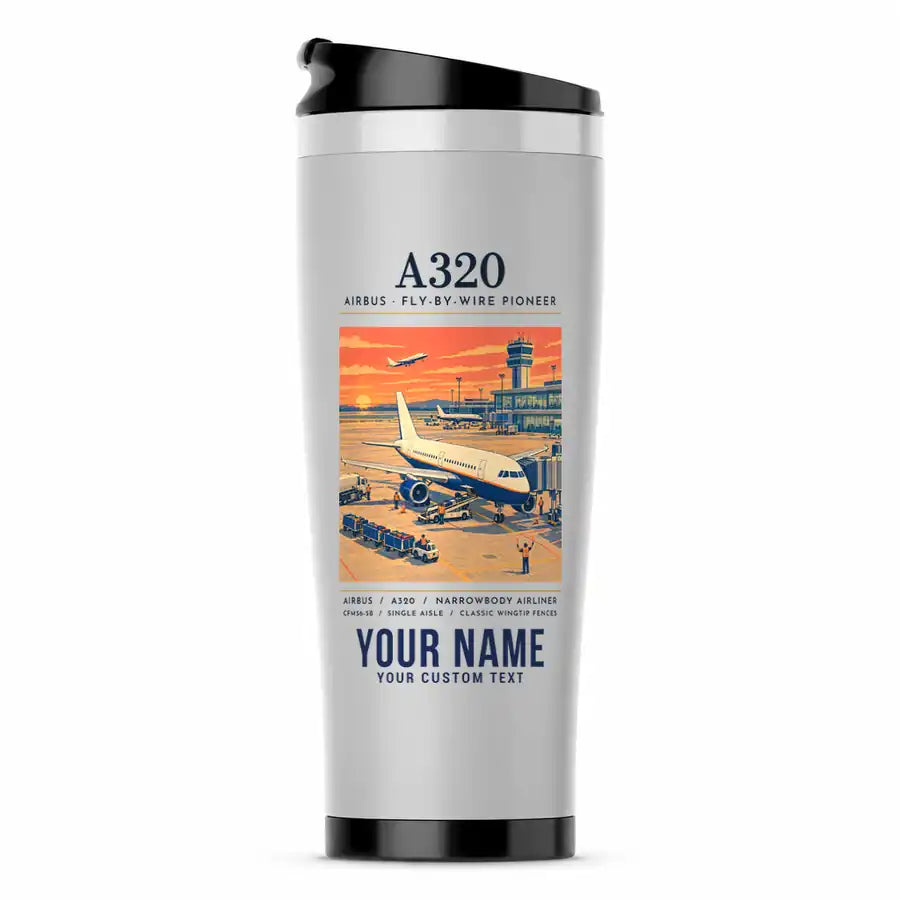 Airbus A320 - Poster + Name - Stainless Steel (No Holder) - Light Gray