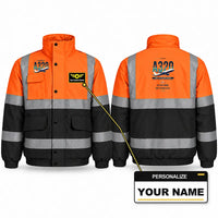 Thumbnail for Airbus A320 Reflective Winter Jackets - Original + Name - Orange & Navy