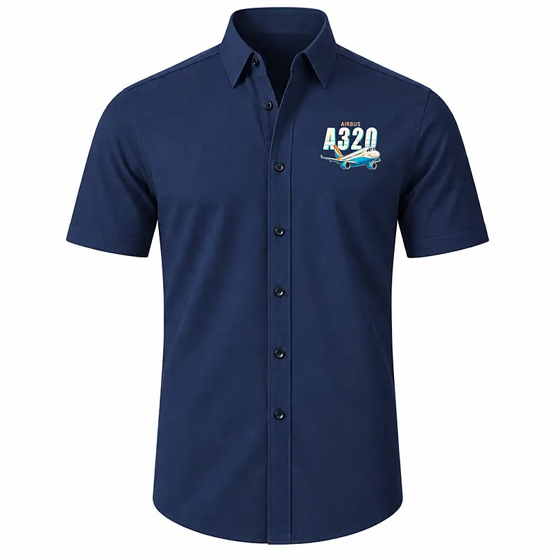 Airbus A320 - Short Sleeve Shirt - Cartoon - Dark Blue