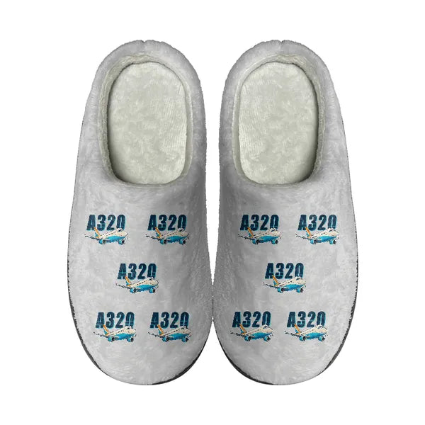 Airbus A320 - Slippers - Cotton - Cartoon Pattern - Light Gray