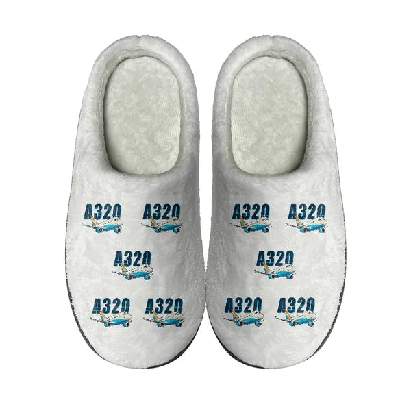Airbus A320 - Slippers - Cotton - Cartoon Pattern - White