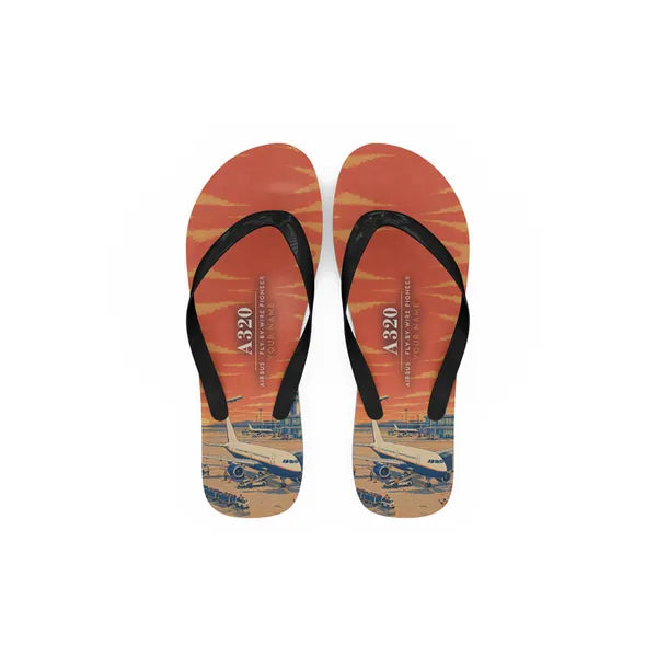 Airbus A320 - Slippers - Flip Flops - 3D + Name - Full Print