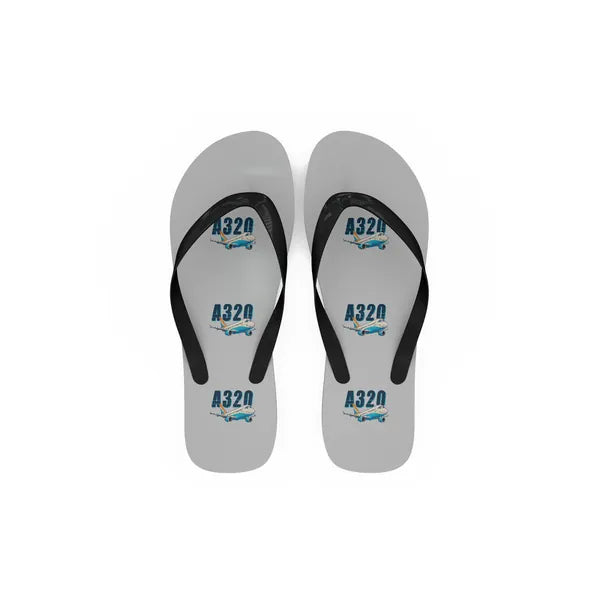 Airbus A320 - Slippers - Flip Flops - Cartoon Pattern - Light Gray