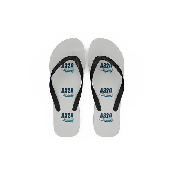 Airbus A320 - Slippers - Flip Flops - Cartoon Pattern - White