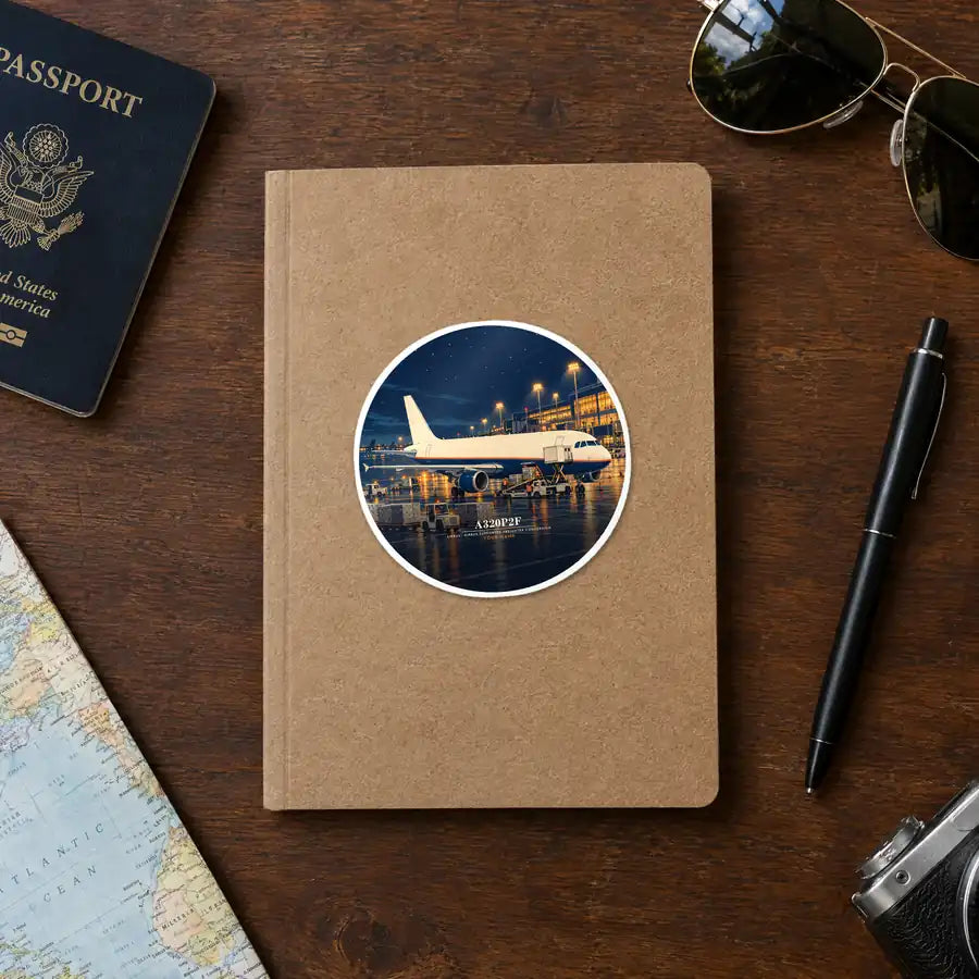 Airbus A320P2F - 3D + Name - Circle Sticker - Notebook