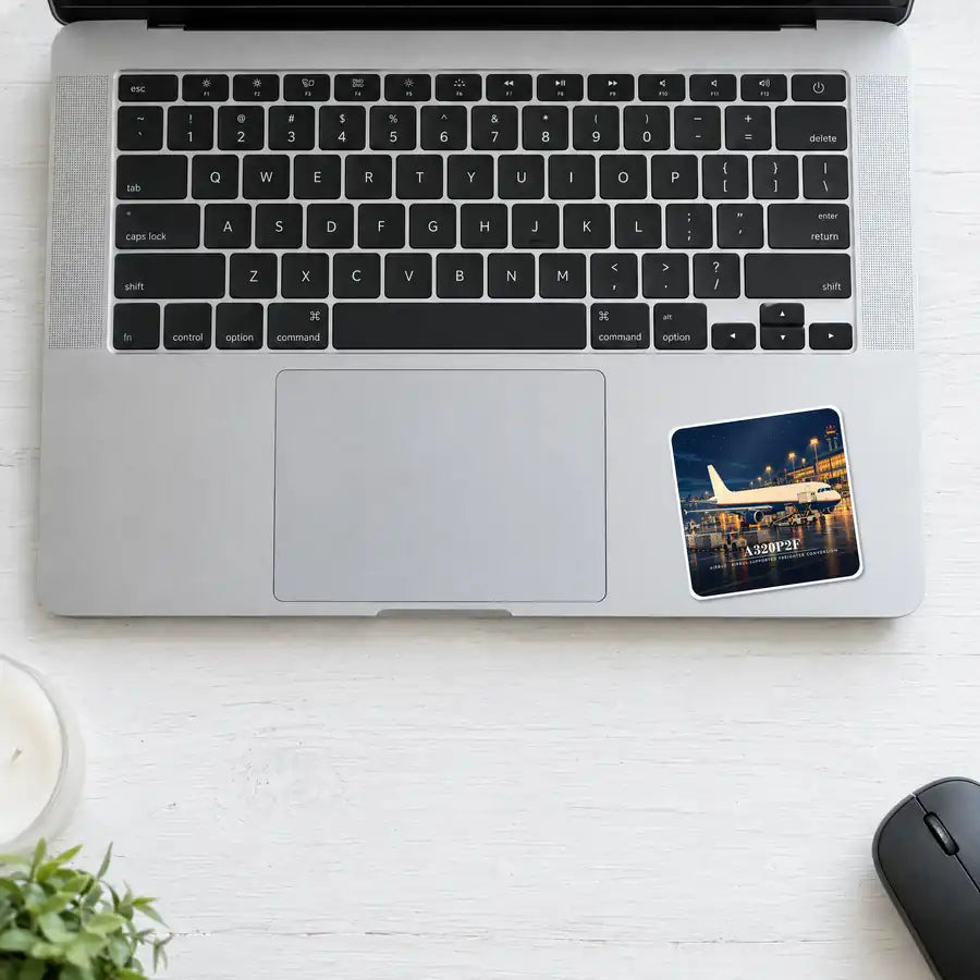 Airbus A320P2F - 3D - Square Sticker - Laptop