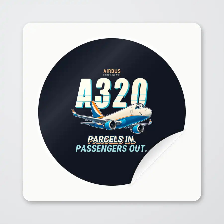 Airbus A320P2F - Cartoon - Circle Sticker - Peel