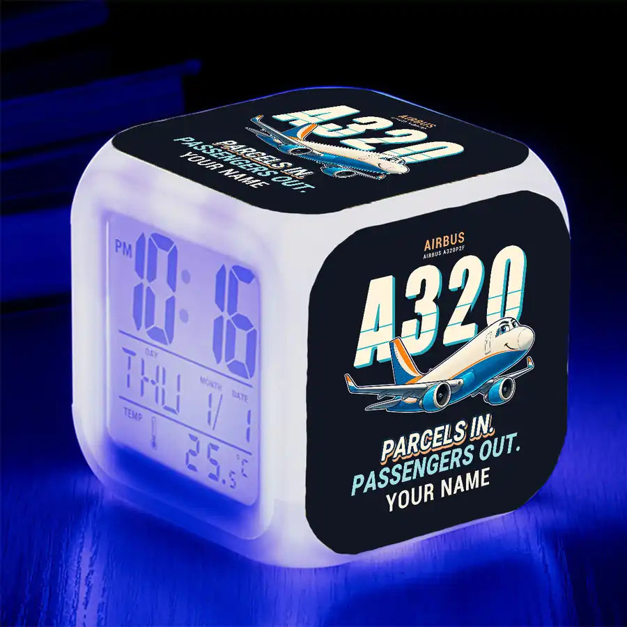 Airbus A320P2F - Cartoon + Name - Alarm Clock