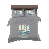Thumbnail for Airbus A320P2F - Cartoon + Name - Bedding Set - Gray