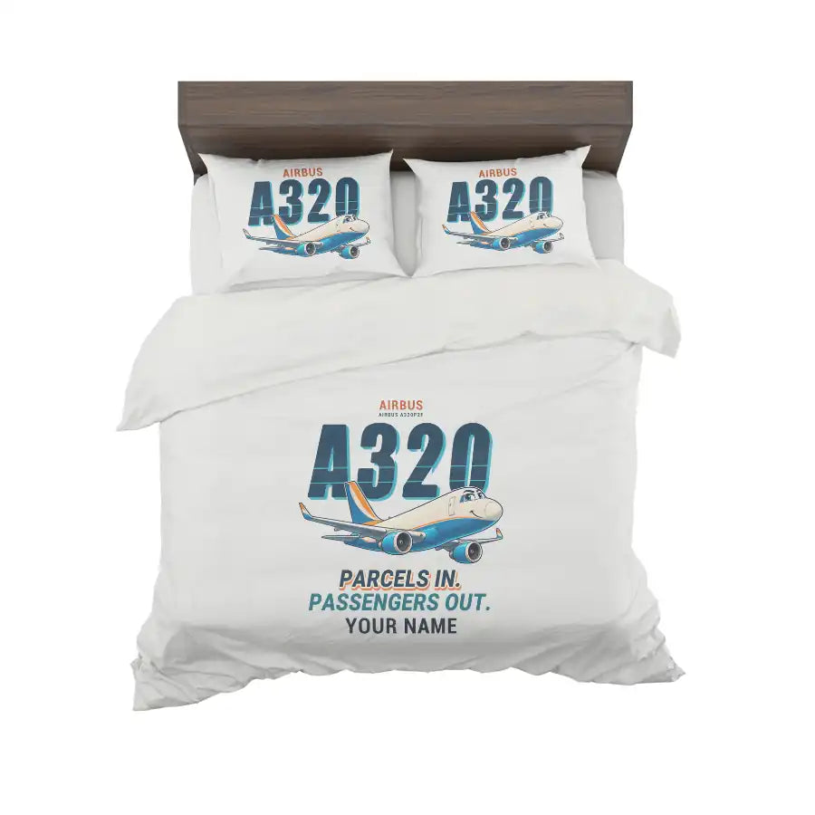 Airbus A320P2F - Cartoon + Name - Bedding Set - White