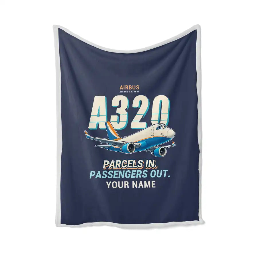Airbus A320P2F - Cartoon + Name - Blanket - Navy Blue