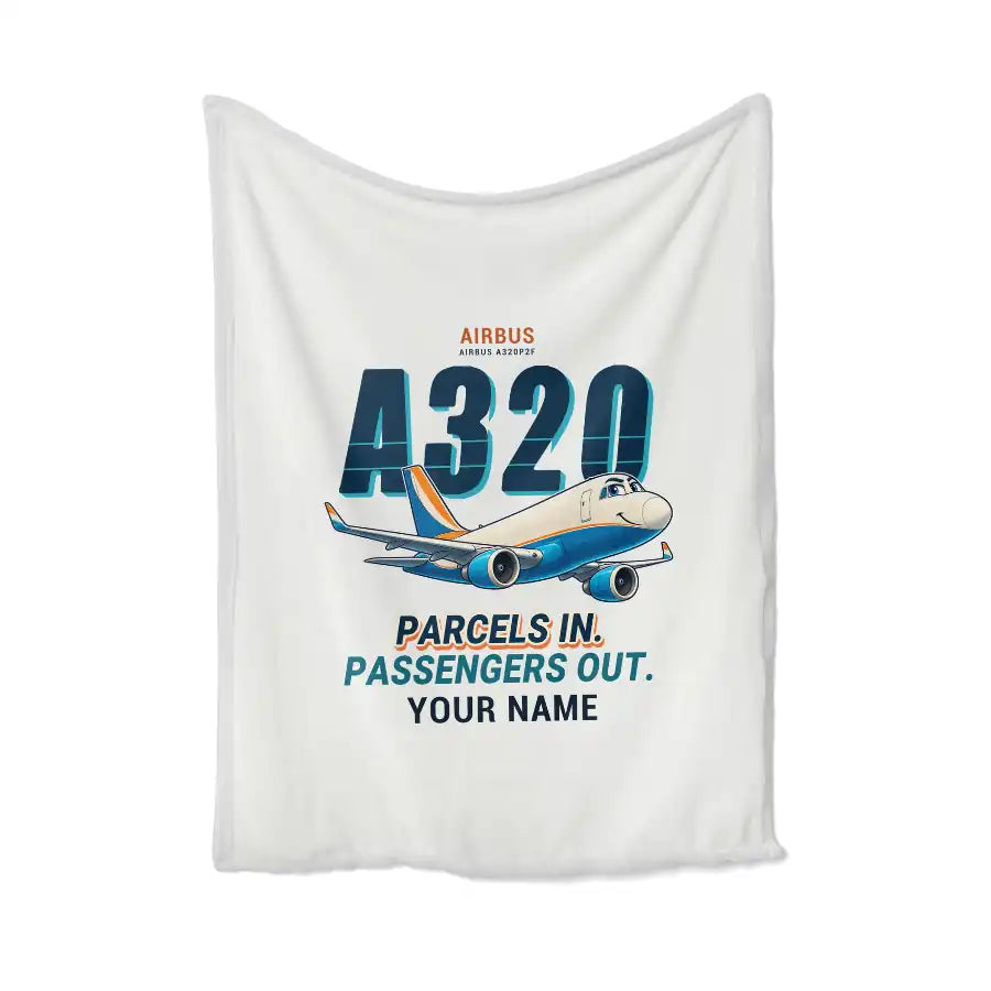 Airbus A320P2F - Cartoon + Name - Blanket - White