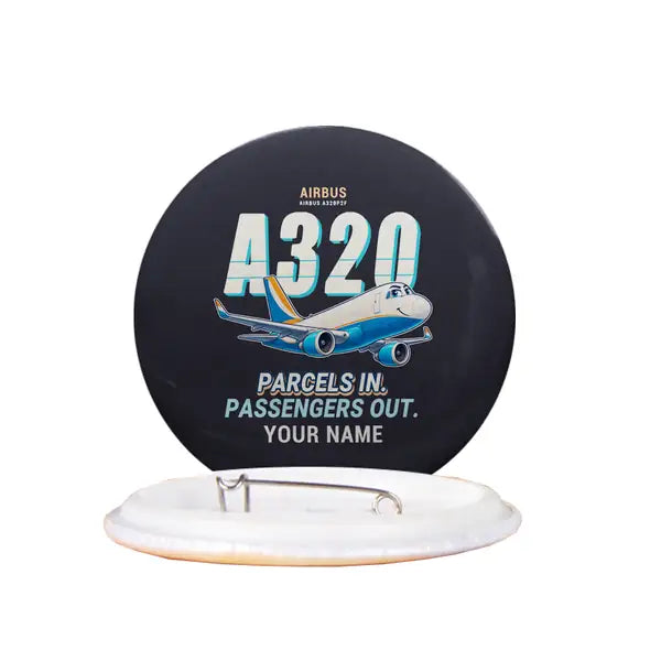 Airbus A320P2F - Cartoon + Name - Pin - Black