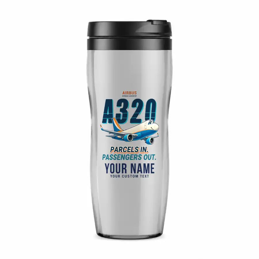 Airbus A320P2F - Cartoon + Name - Plastic (No Holder) - Light Gray