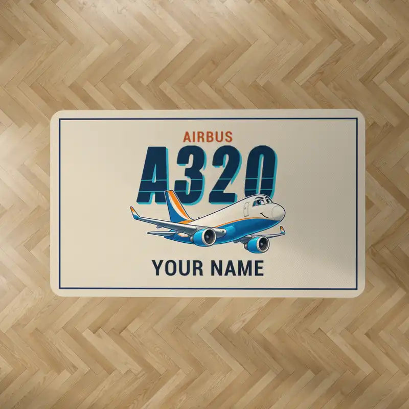 Airbus A320P2F - Cartoon + Name - Rectangle Carpet - Beige