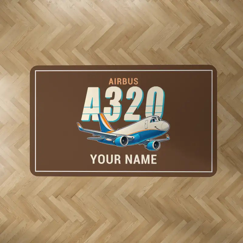 Airbus A320P2F - Cartoon + Name - Rectangle Carpet - Brown