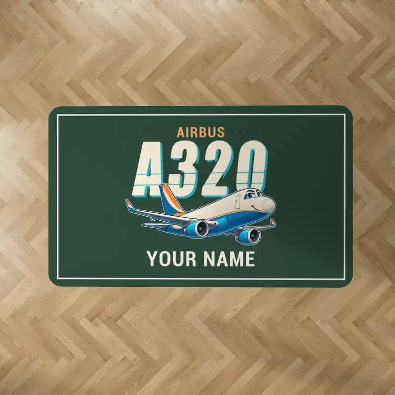 Airbus A320P2F - Cartoon + Name - Rectangle Carpet - Dark Green