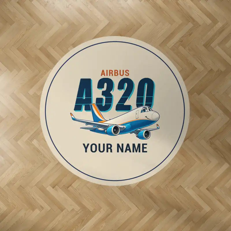 Airbus A320P2F - Cartoon + Name - Round Carpet - Beige