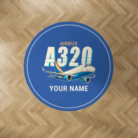 Thumbnail for Airbus A320P2F - Cartoon + Name - Round Carpet - Blue
