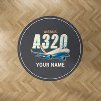 Thumbnail for Airbus A320P2F - Cartoon + Name - Round Carpet - Dark Gray