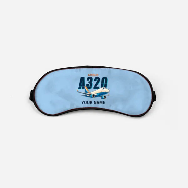 Airbus A320P2F - Cartoon + Name - Sleep Mask - Light Blue