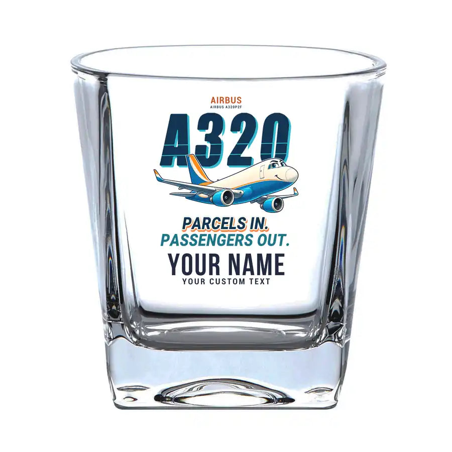 Airbus A320P2F - Cartoon + Name - Whiskey Glass